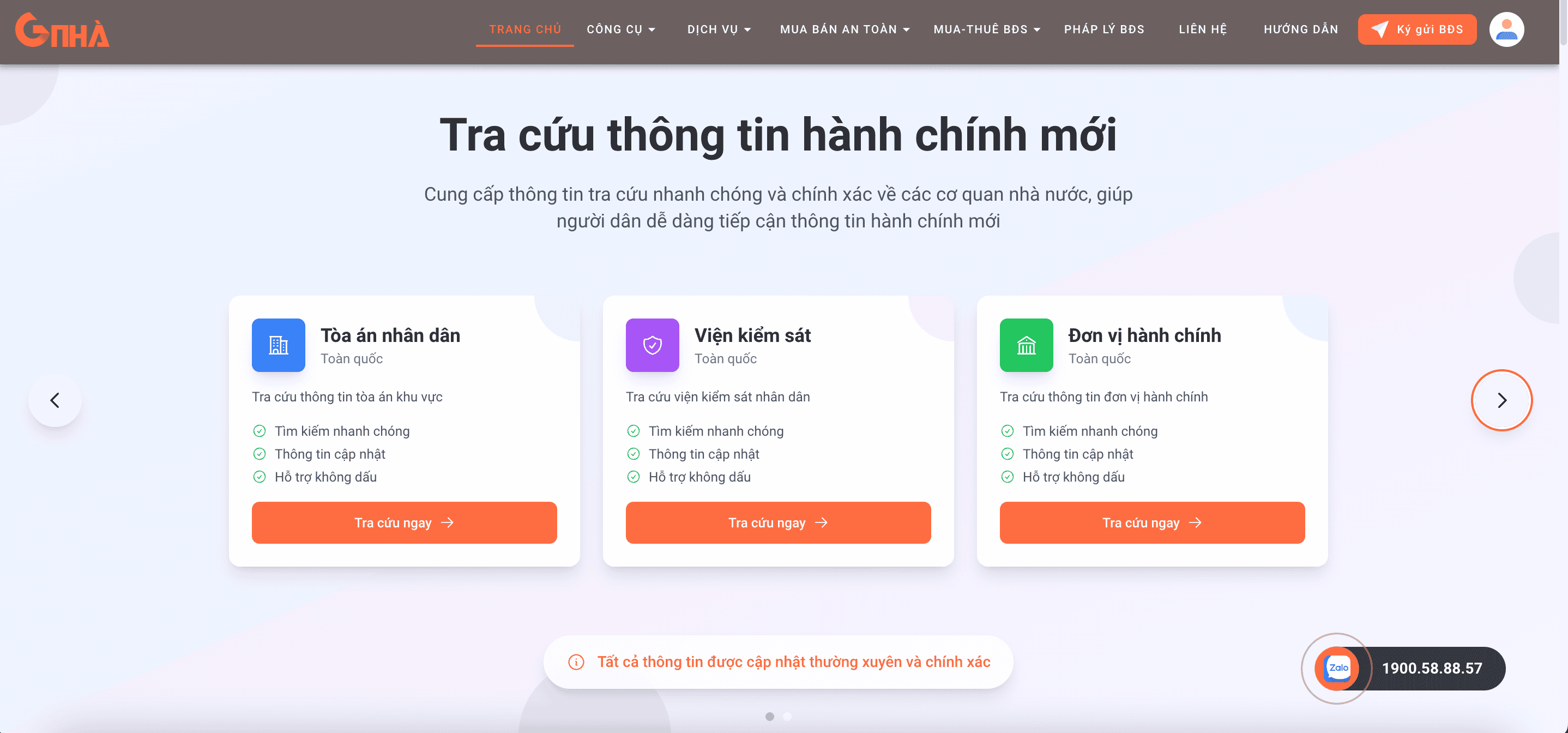 Tra cứu Viện kiểm sát, Tòa án, Đơn vị hành chính tại GNha.vn