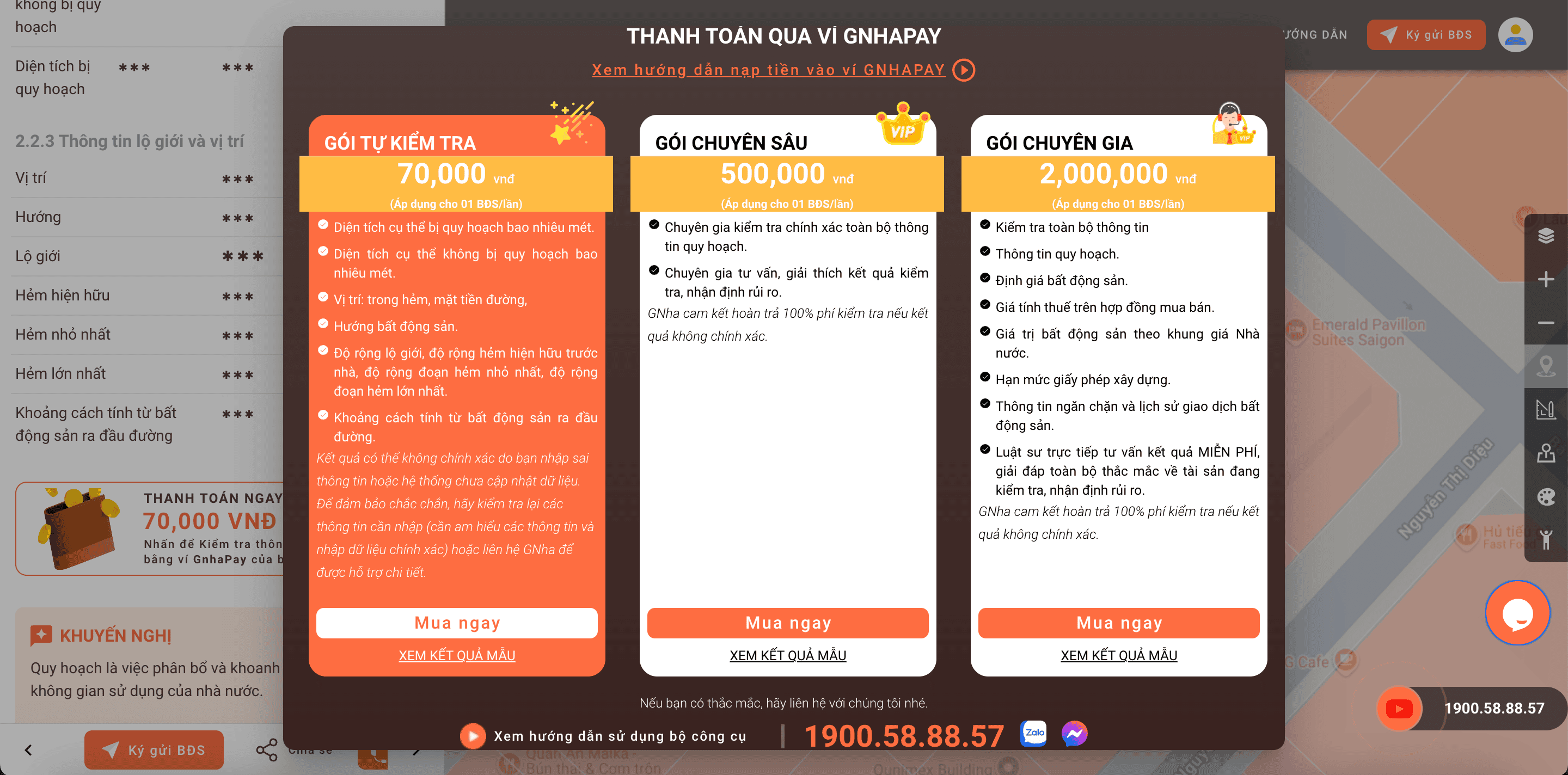 Bảng giá gói dịch vụ kiểm tra quy hoạch GNha