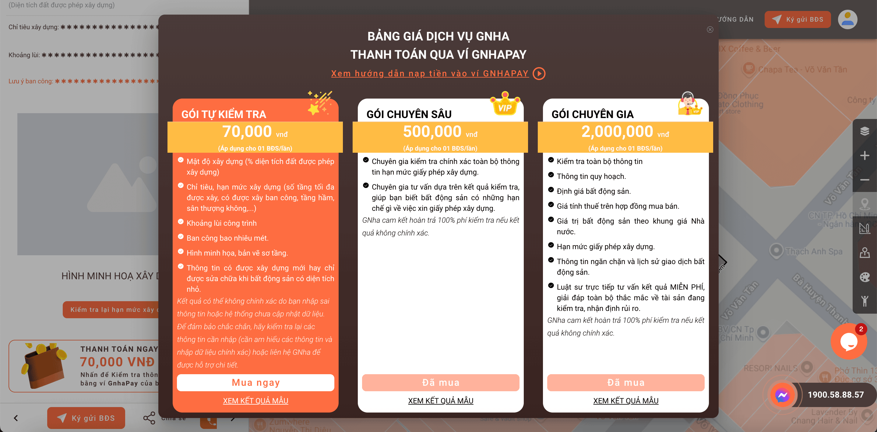 Các gói dịch vụ kiểm tra thông tin xây dựng GNha