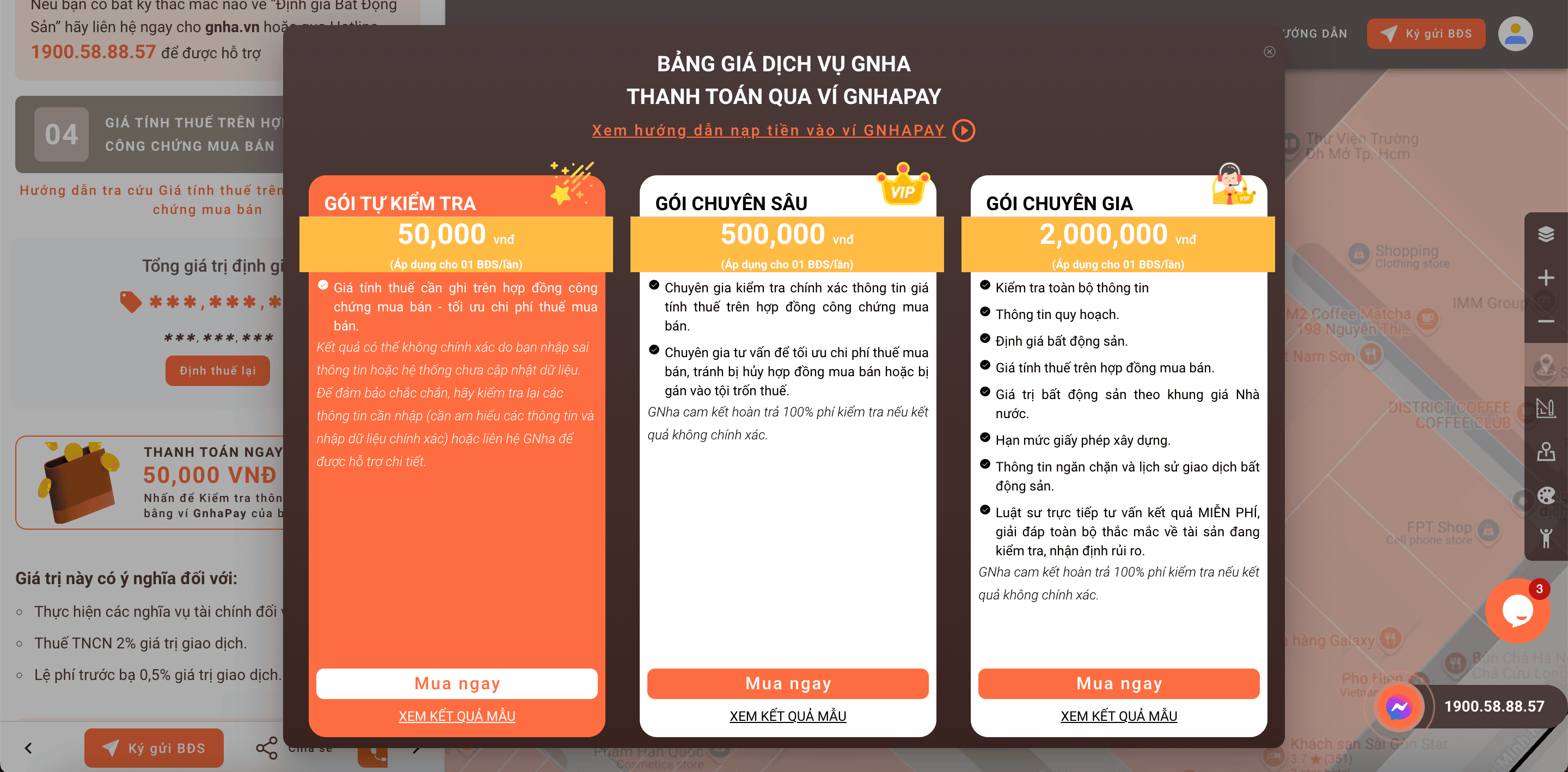 Các gói kiểm tra thông tin thuế mua bán nhà đất