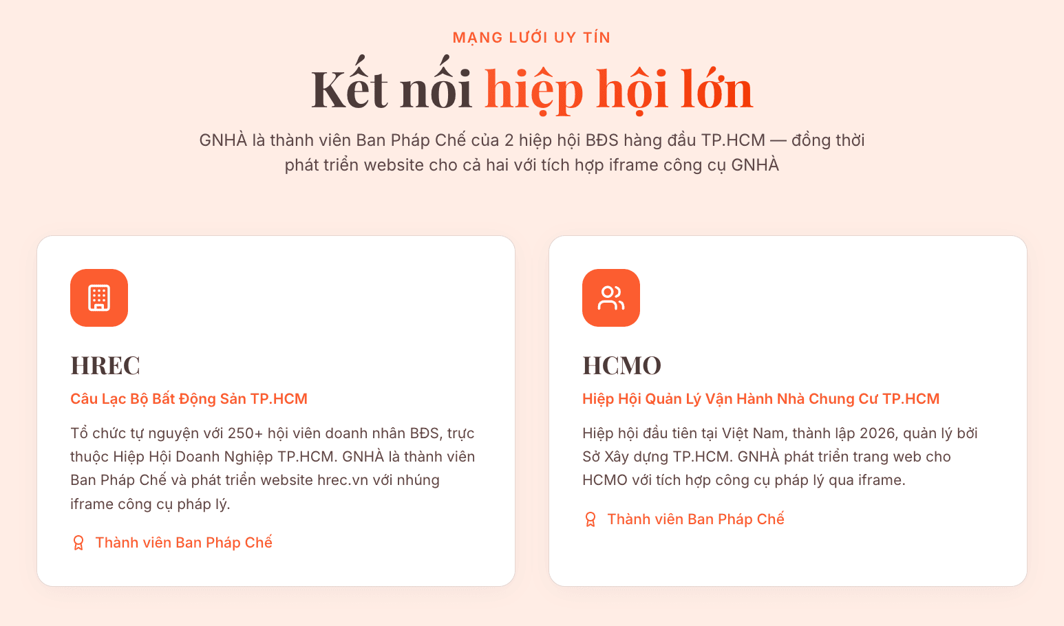 GNha là thành viên của 2 Hiệp hội BĐS hàng đầu TP.HCM