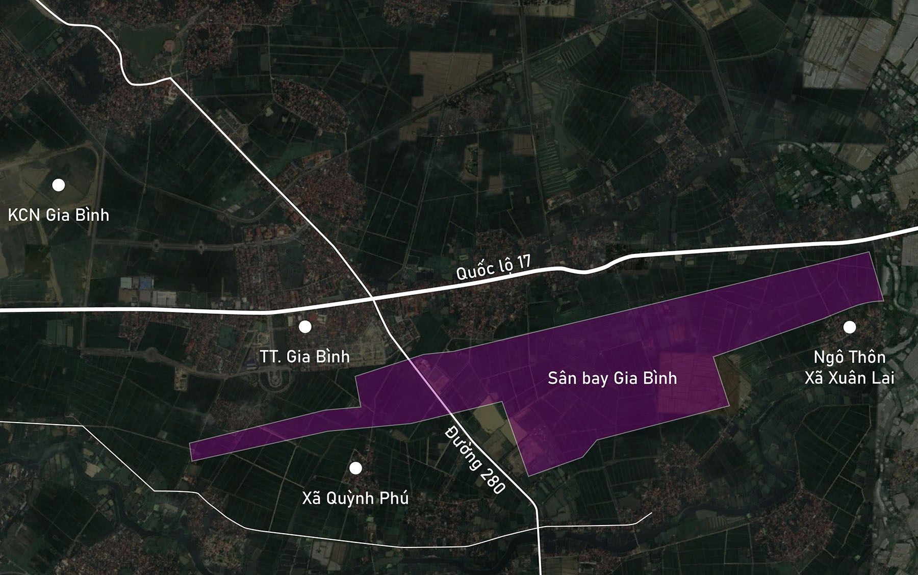 Vị trí sân bay Gia Bình