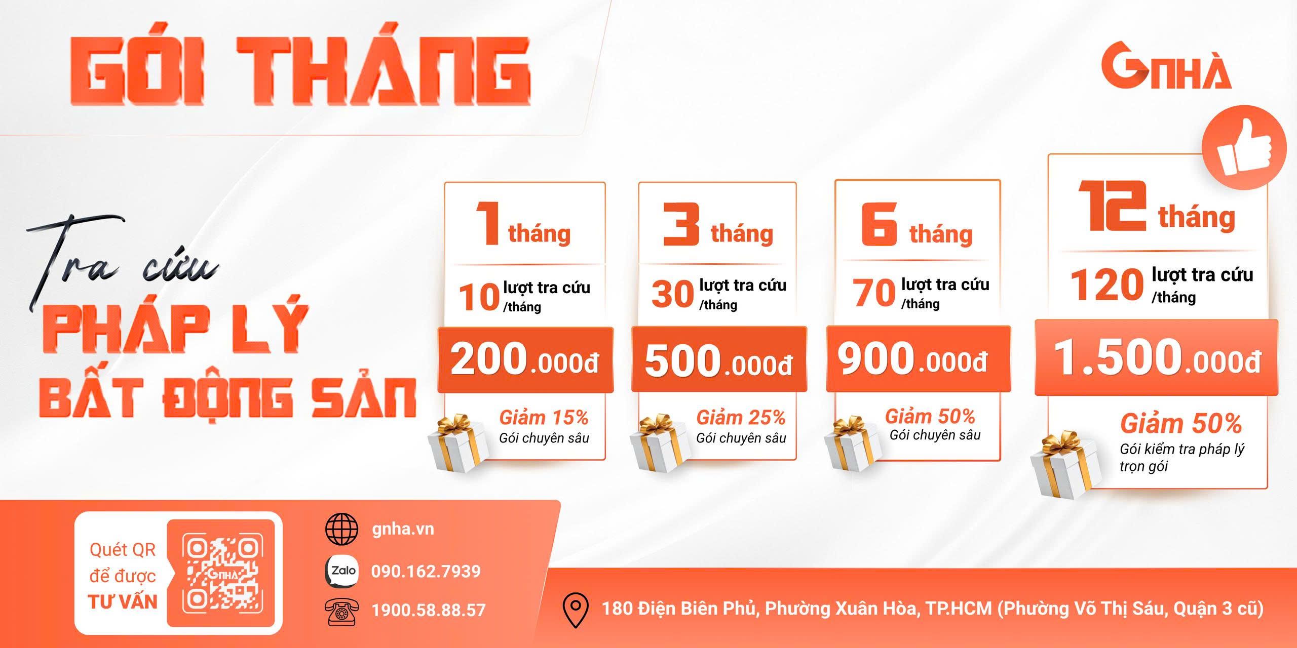 Bảng giá gói kiểm tra pháp lý BĐS theo tháng tại GNha.vn